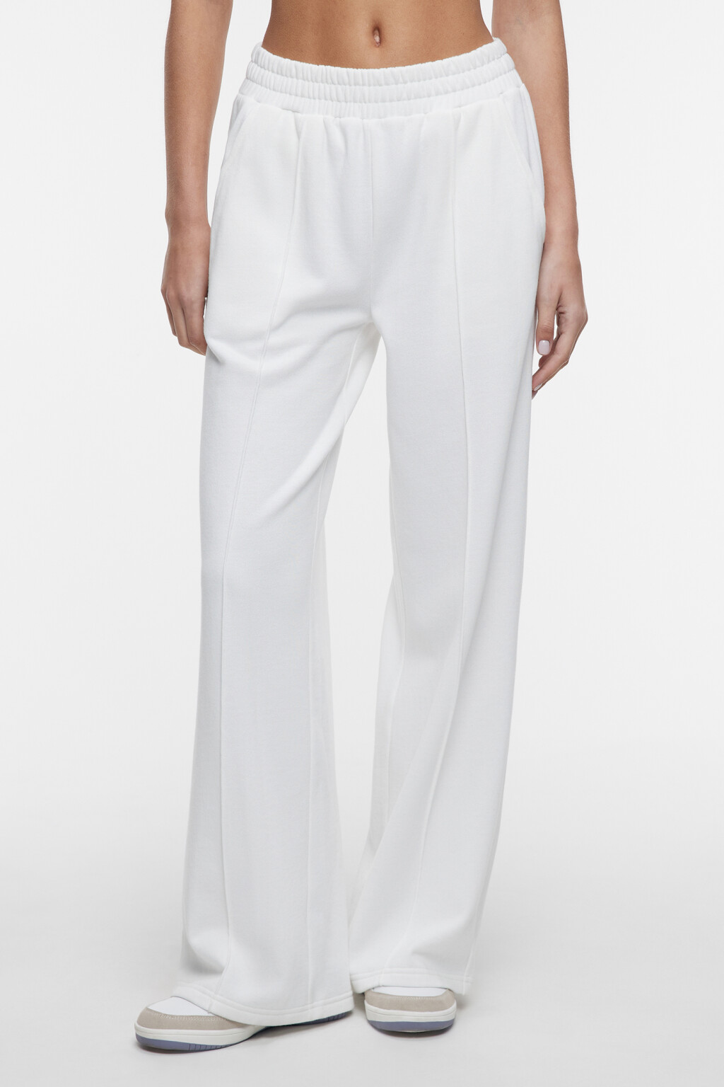 Брюки спортивные утепленные с поясом на резинке - цвет бежевый - 1