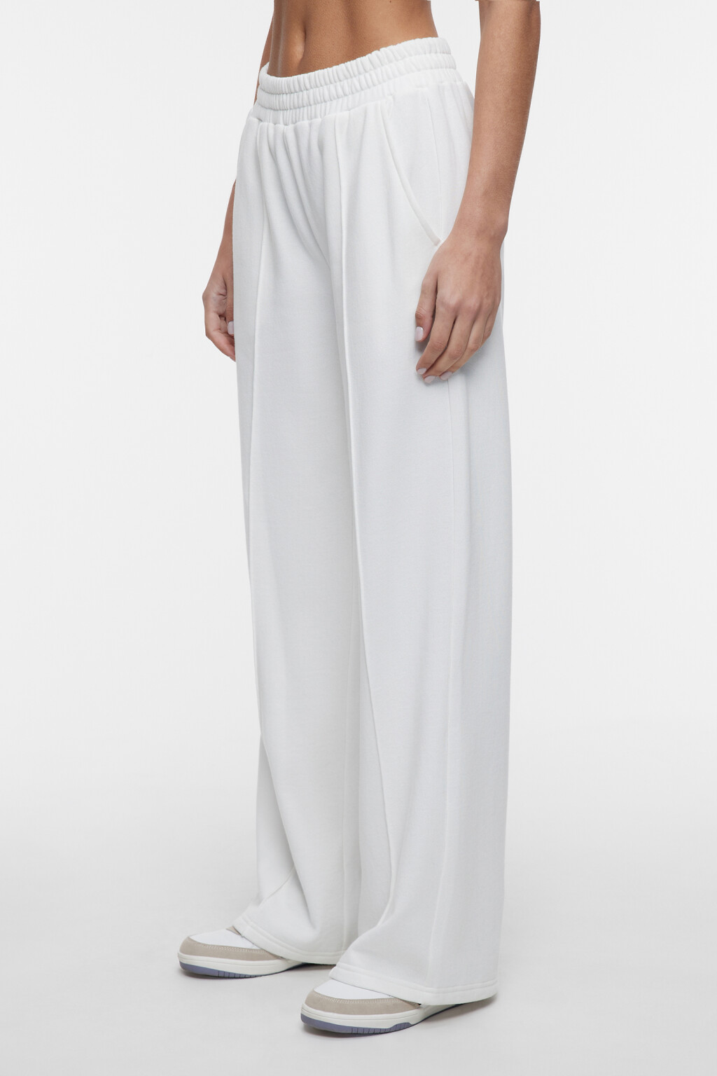 Брюки спортивные утепленные с поясом на резинке - цвет бежевый - 2