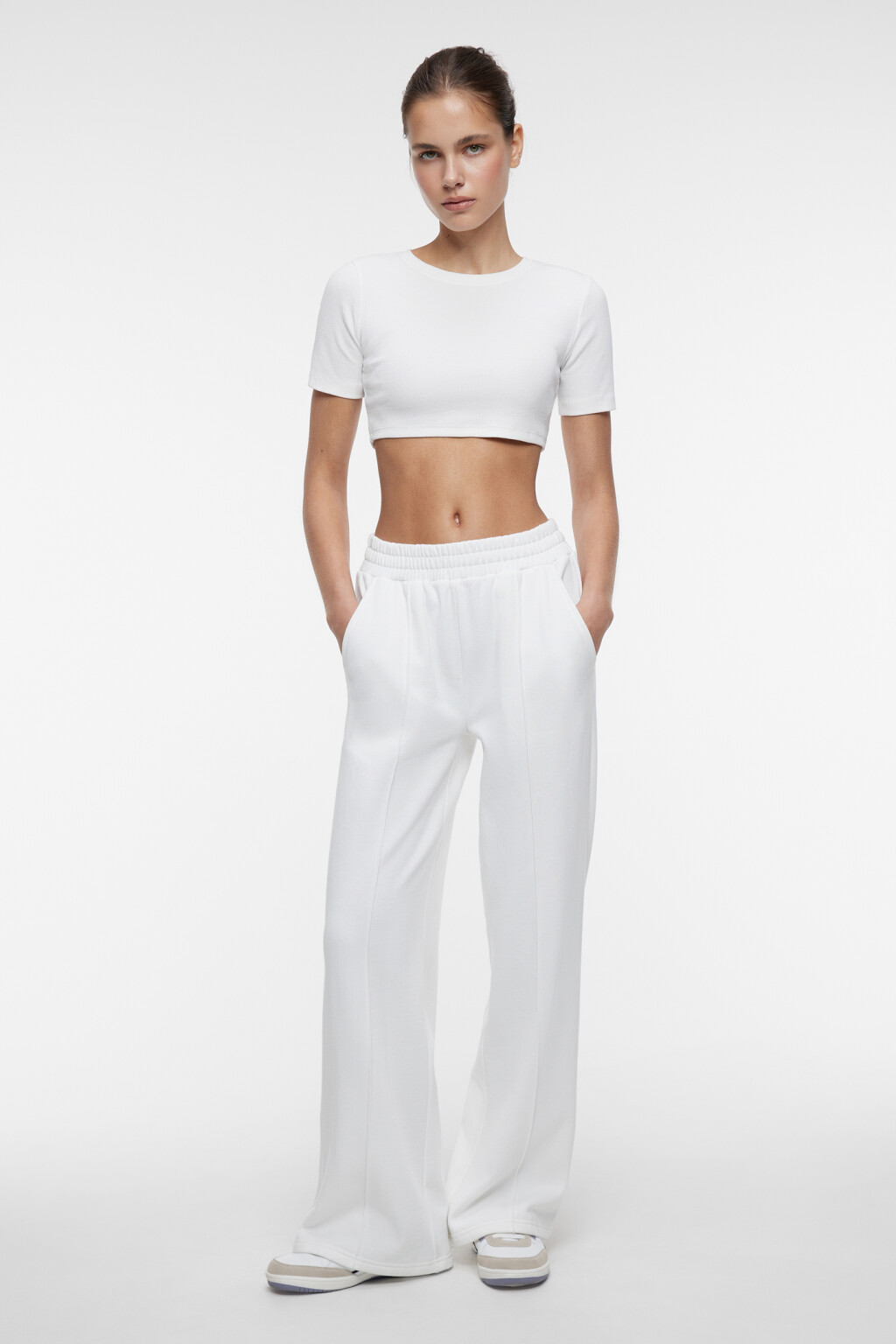 Брюки спортивные утепленные с поясом на резинке - цвет бежевый - 4