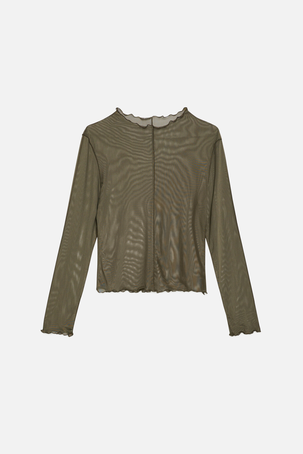 Лонгслив сетчатый облегающий с волнистыми краями - цвет зеленый - 8