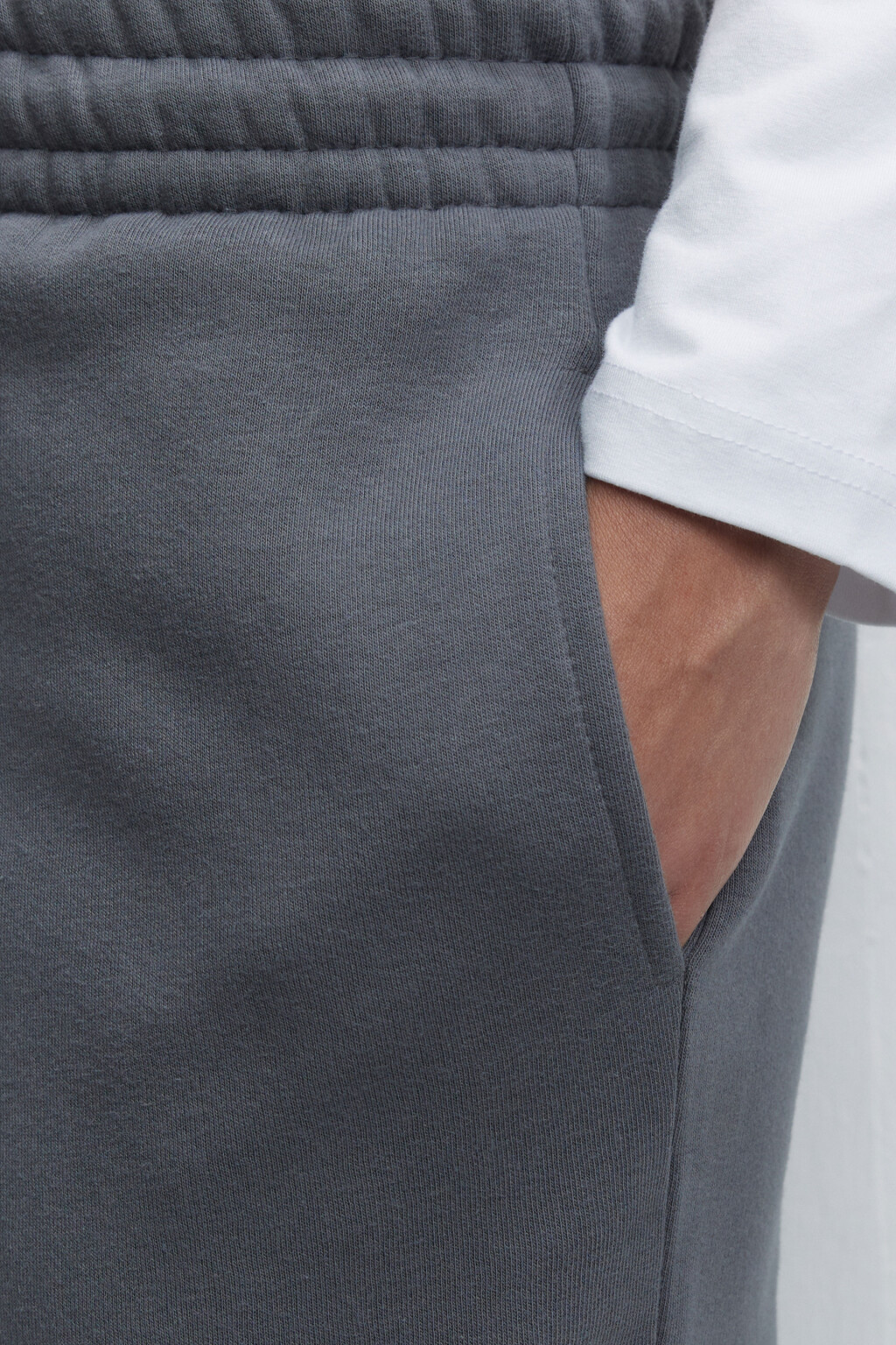 Брюки-джоггеры хлопковые утепленные с начесом - цвет серый - 6