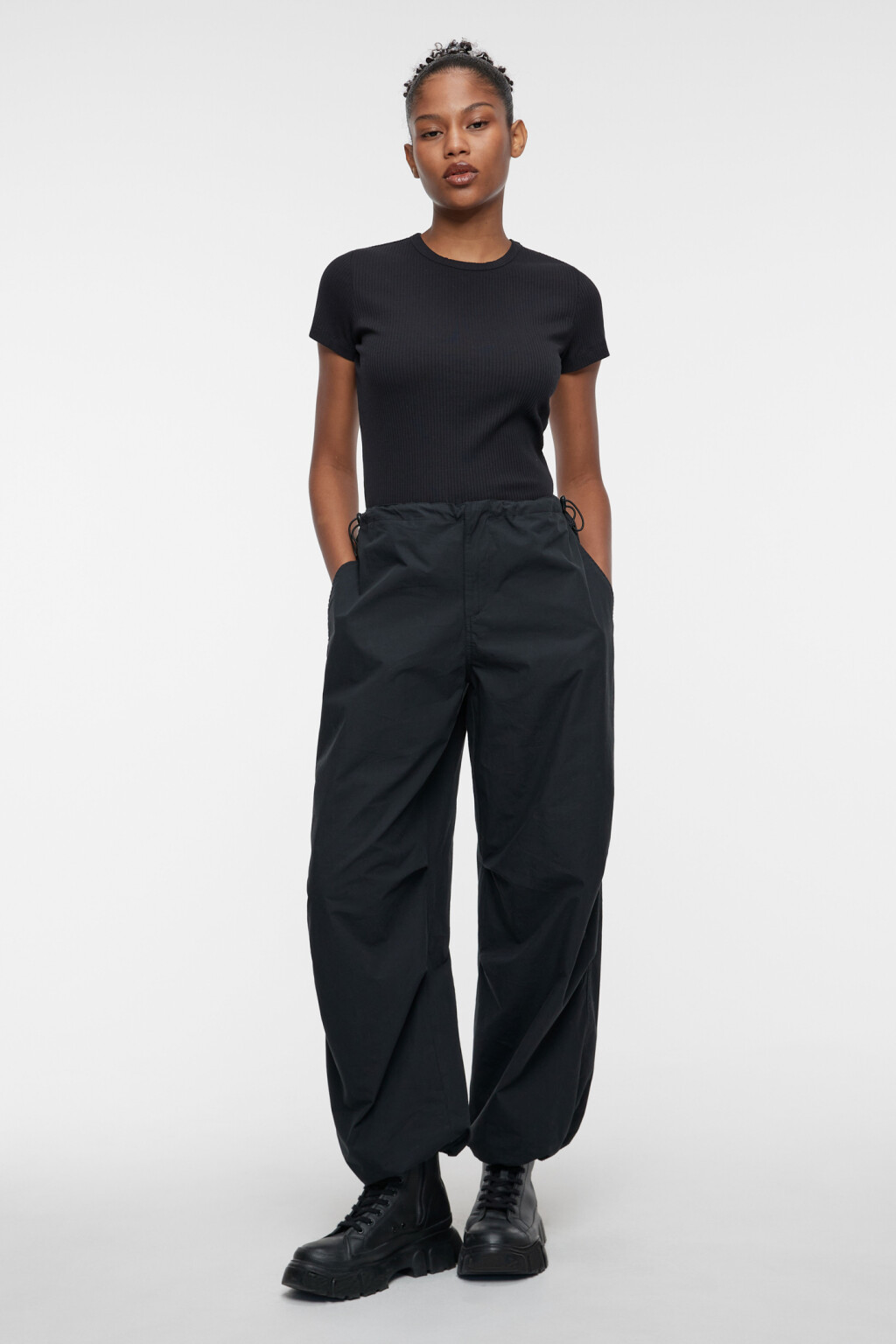 Футболка slim хлопковая облегающая в рубчик - цвет черный - 4