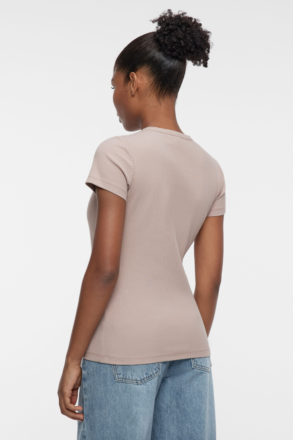Футболка slim хлопковая облегающая в рубчик - цвет бежевый - 3