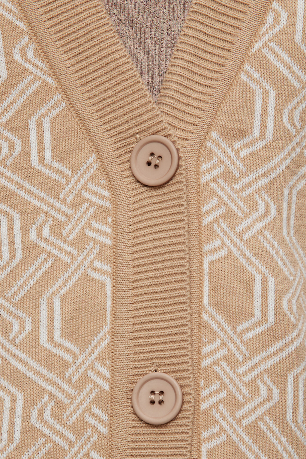 Кардиган oversize жаккардовый с геометрическим принтом - цвет бежевый - 5