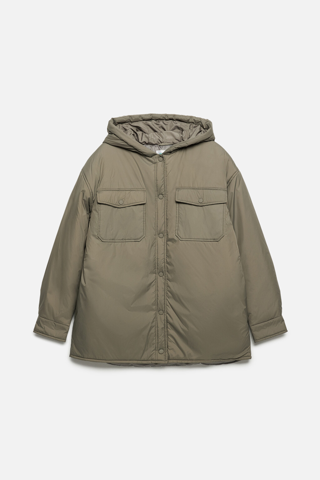 Куртка-рубашка oversize с капюшоном и карманами - цвет зеленый - 9
