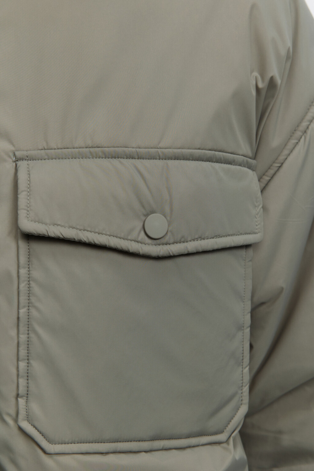 Куртка-рубашка oversize с капюшоном и карманами - цвет зеленый - 6