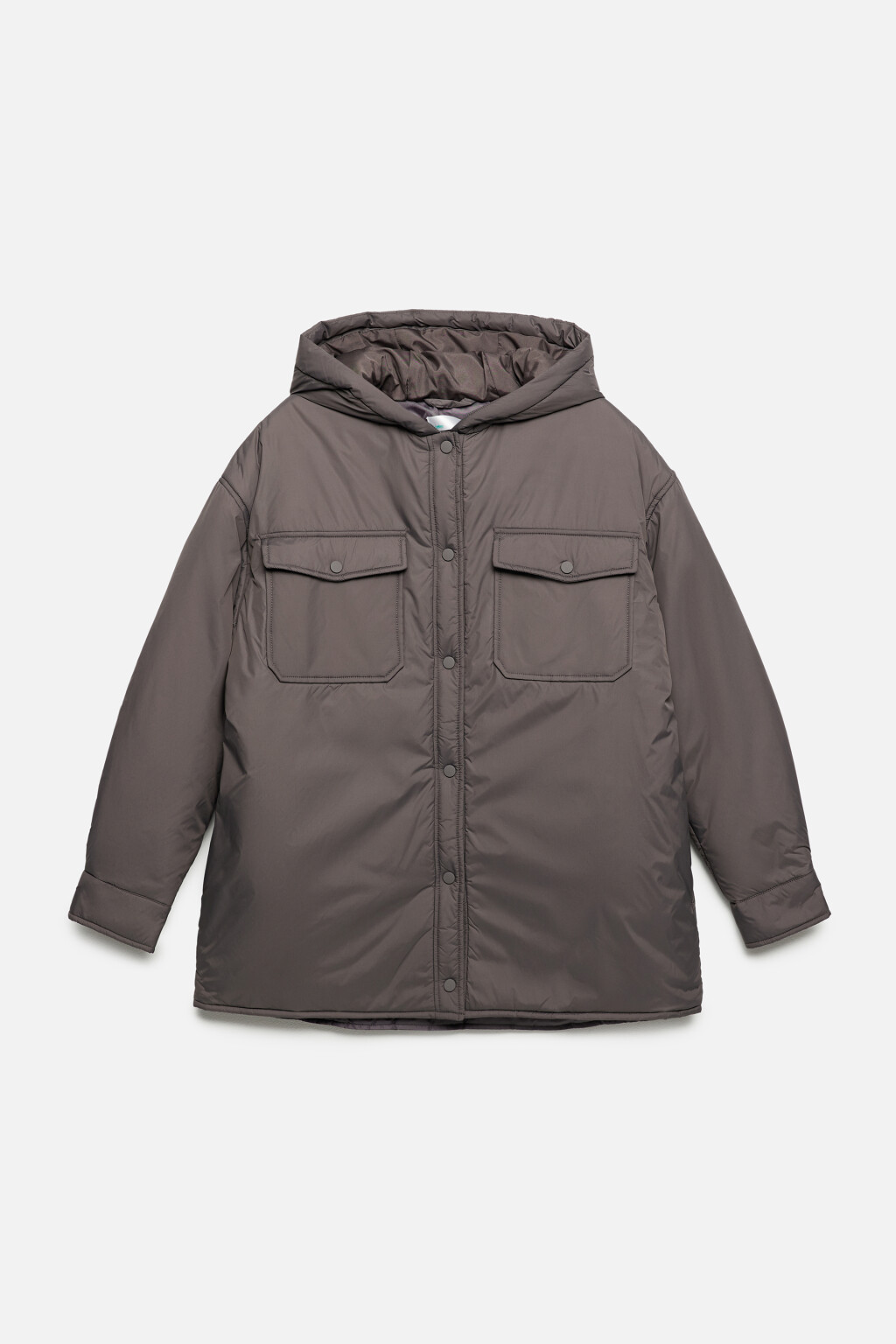 Куртка-рубашка oversize с капюшоном и карманами - цвет серый - 8