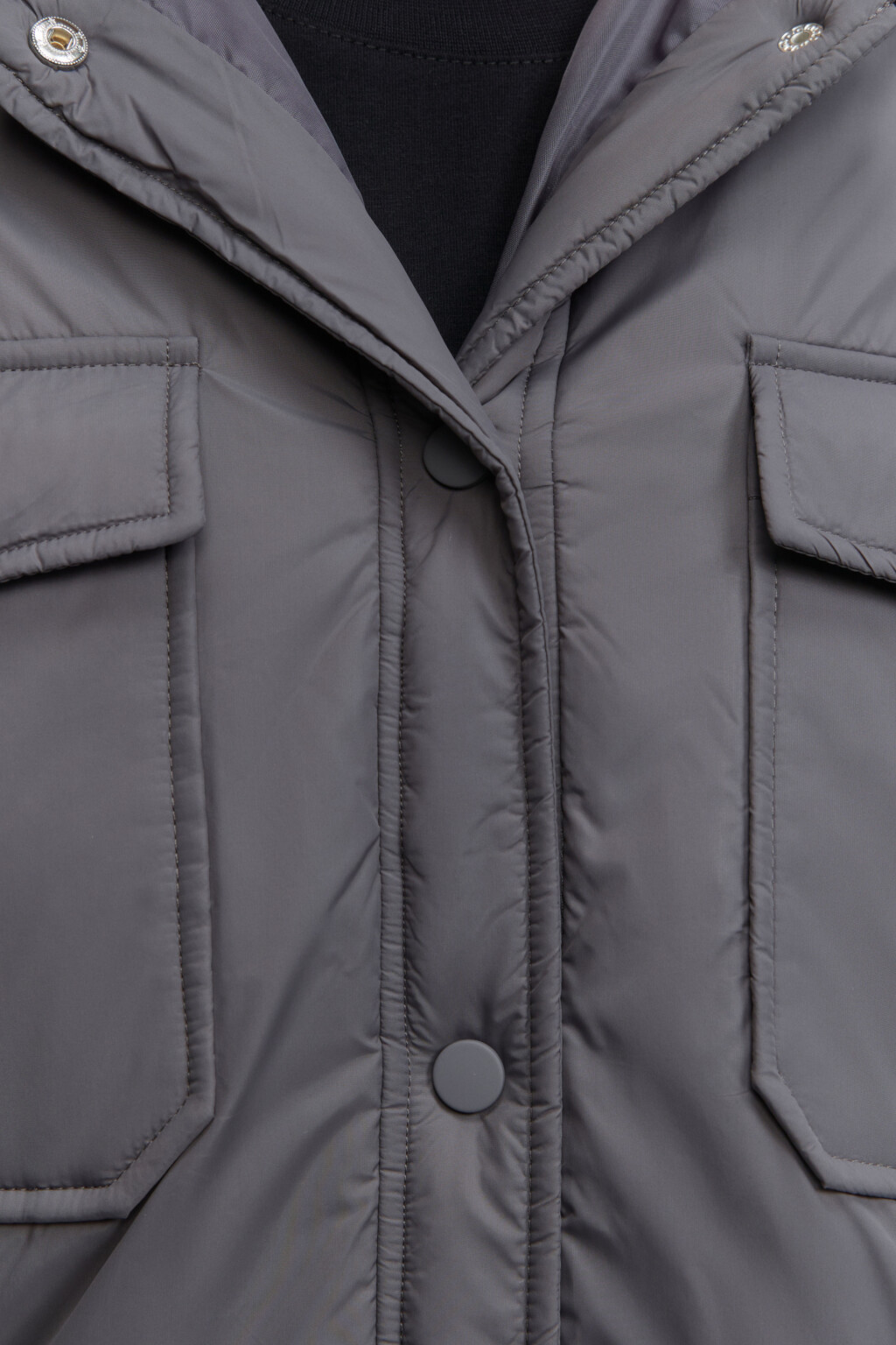 Куртка-рубашка oversize с капюшоном и карманами - цвет серый - 5