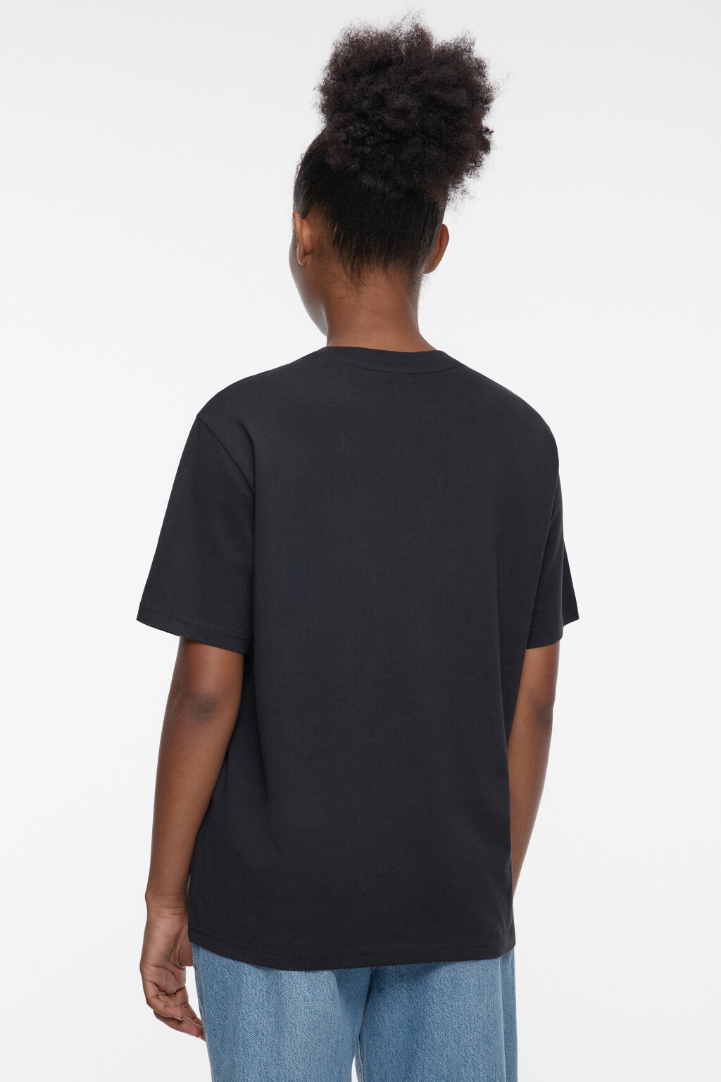 Футболка хлопковая прямая с принтом-надписью - цвет черный - 4