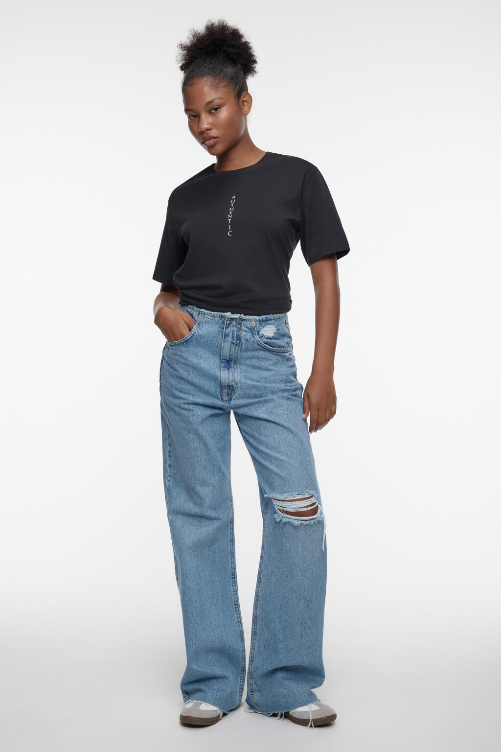 Футболка хлопковая прямая с принтом-надписью - цвет черный - 5