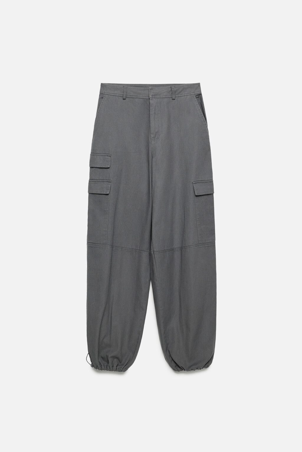 Брюки-парашюты широкие хлопковые с карманами карго - цвет серый - 7