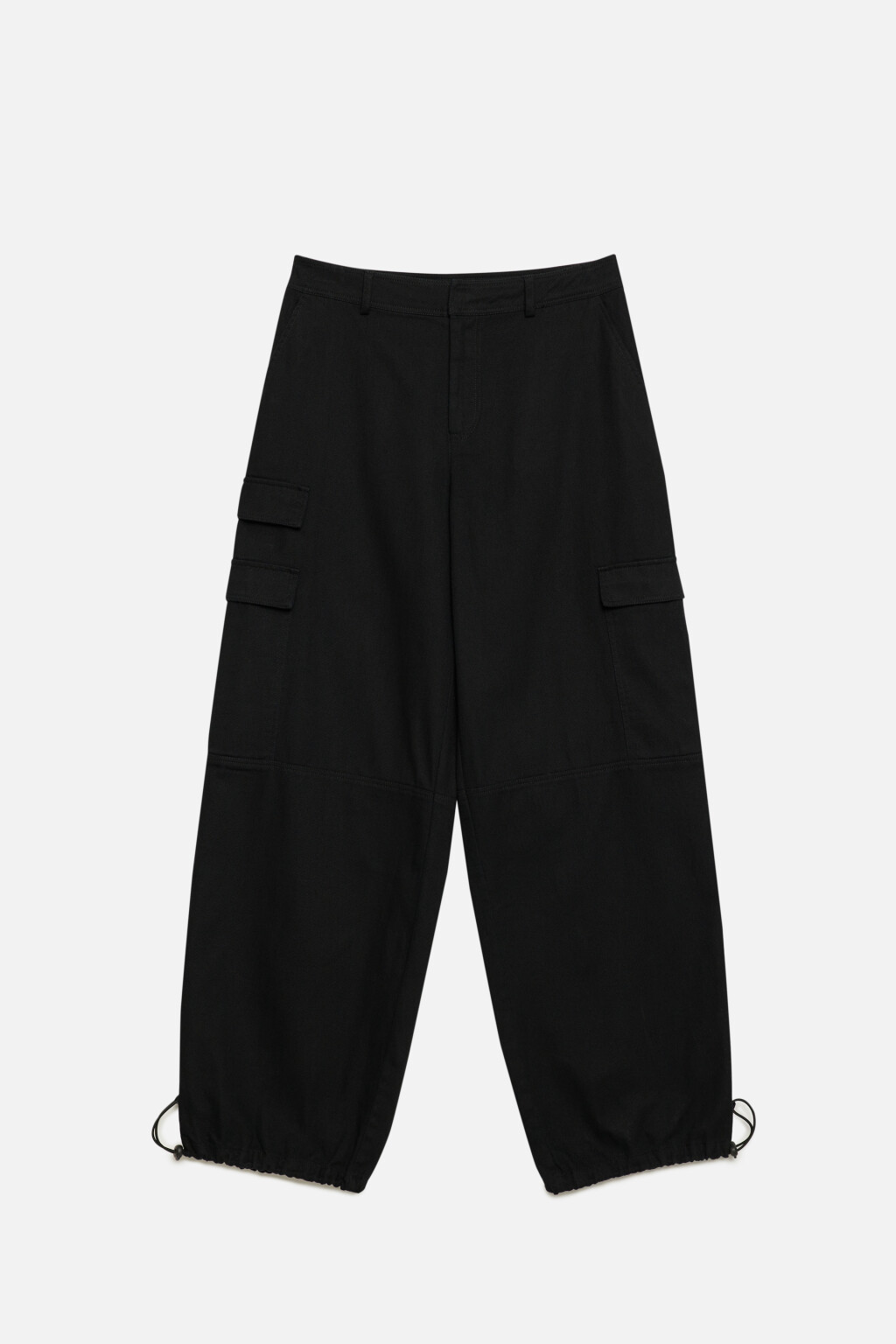 Брюки-парашюты широкие хлопковые с карманами карго - цвет черный - 7