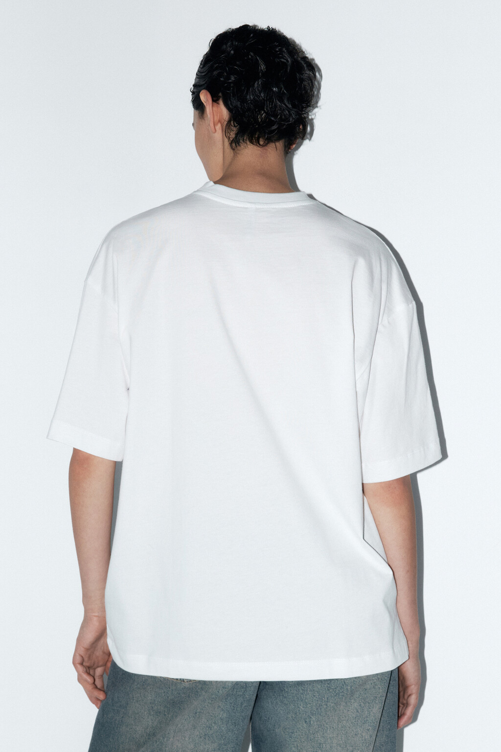 Футболка oversize хлопковая с принтом на груди - цвет белый - 4