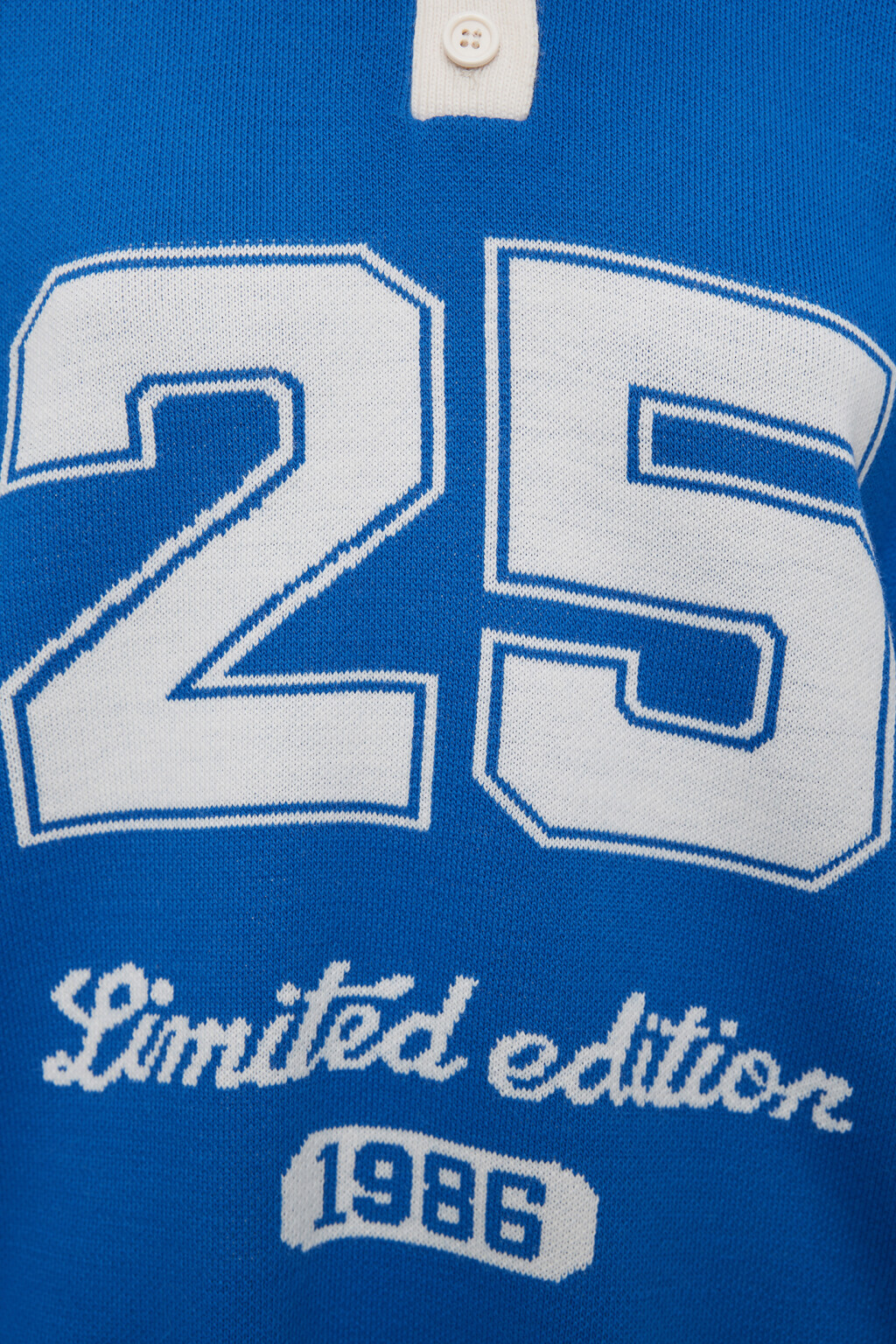 Джемпер oversize вязаный с воротником-поло и принтом - цвет синий - 7