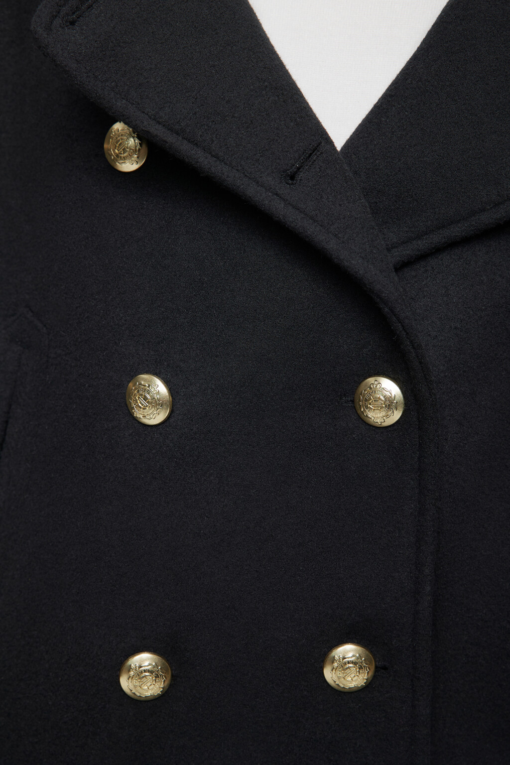 Полупальто короткое шерстяное с воротником - цвет черный - 6