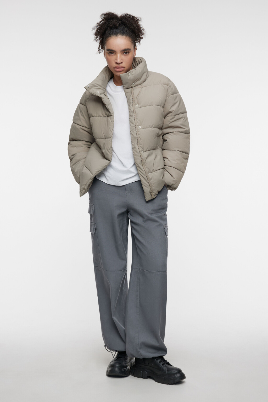 Куртка стеганая демисезонная с воротником-стойкой - цвет коричневый - 4