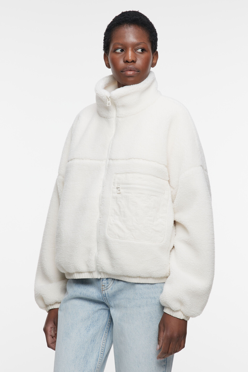 Куртка-бомбер укороченная  - цвет молочный - 3