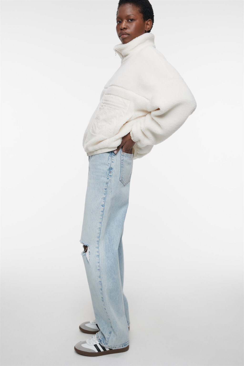 Куртка-бомбер укороченная  - цвет молочный - 8