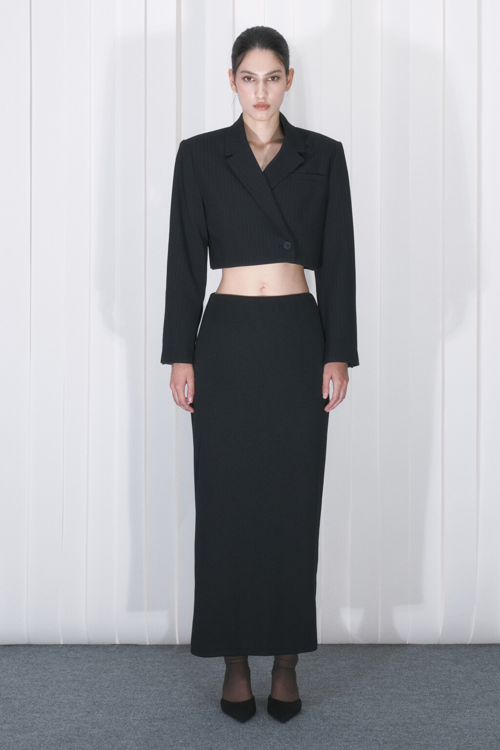 Юбка-чулок макси облегающая со средней посадкой - цвет черный - 7