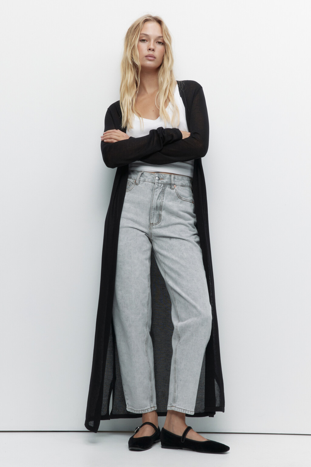 Джинсы mom's классические с высокой посадкой - цвет серый - 4