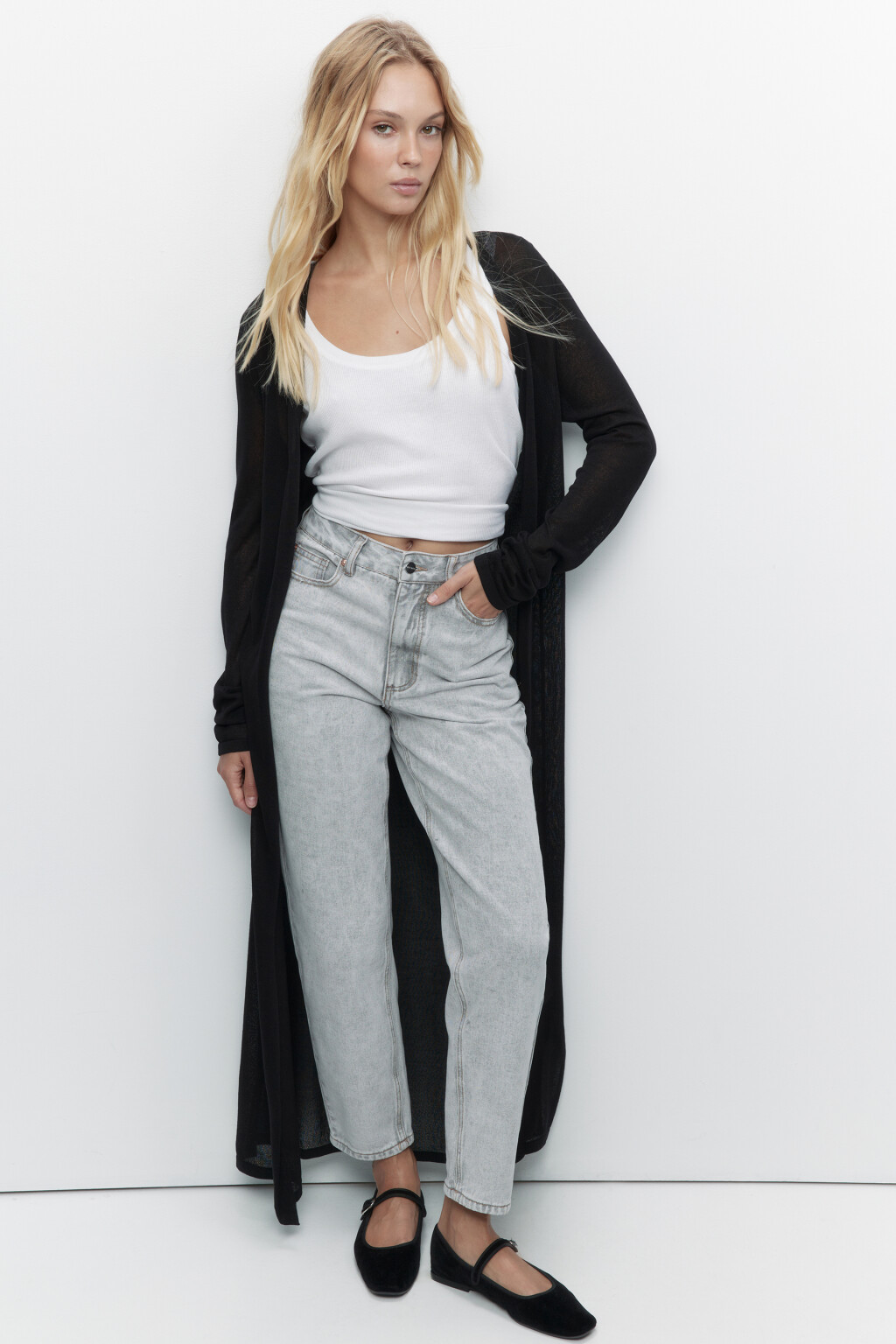 Джинсы mom's классические с высокой посадкой - цвет серый - 5