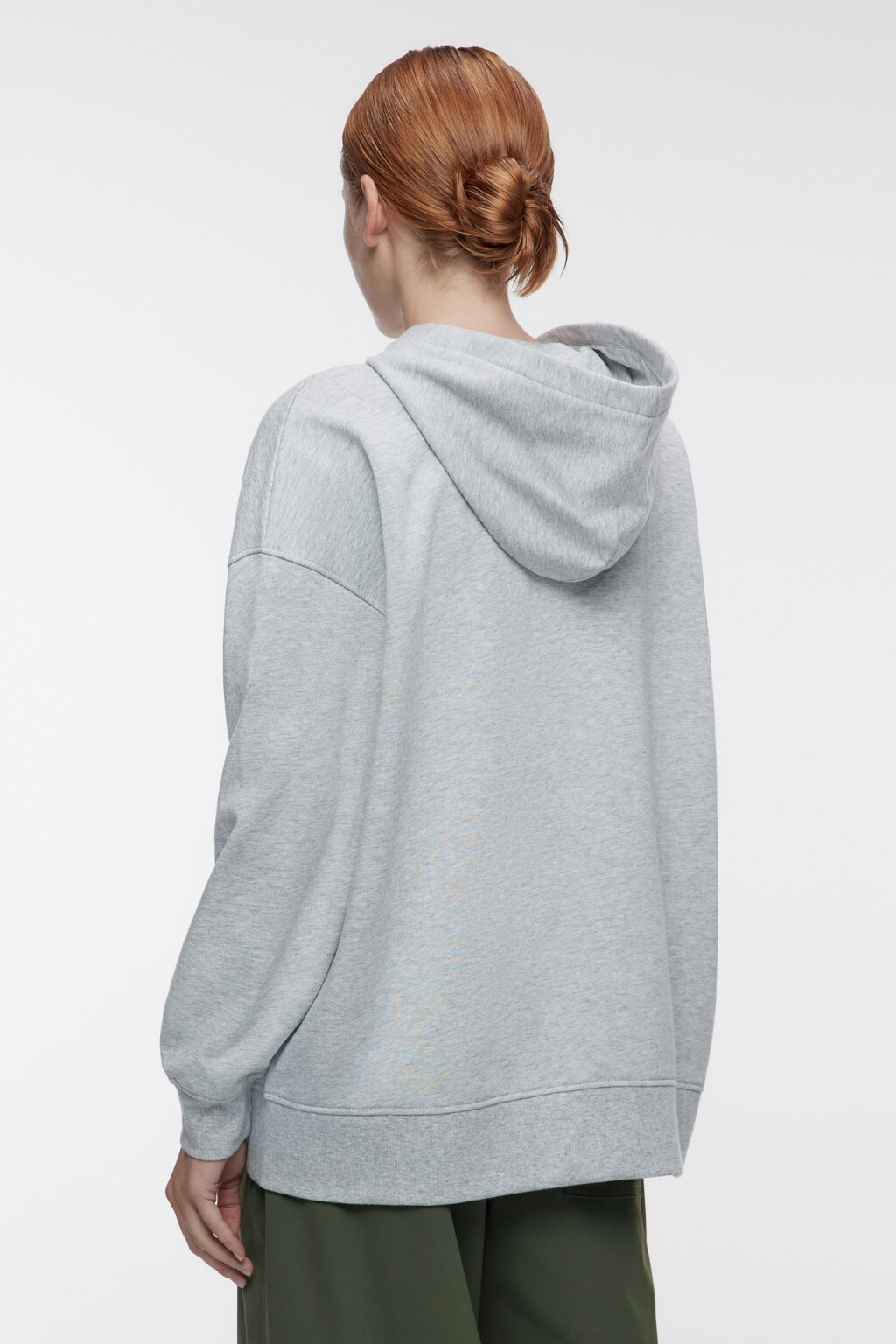 Худи oversize из футера на молнии с капюшоном - цвет серый - 4