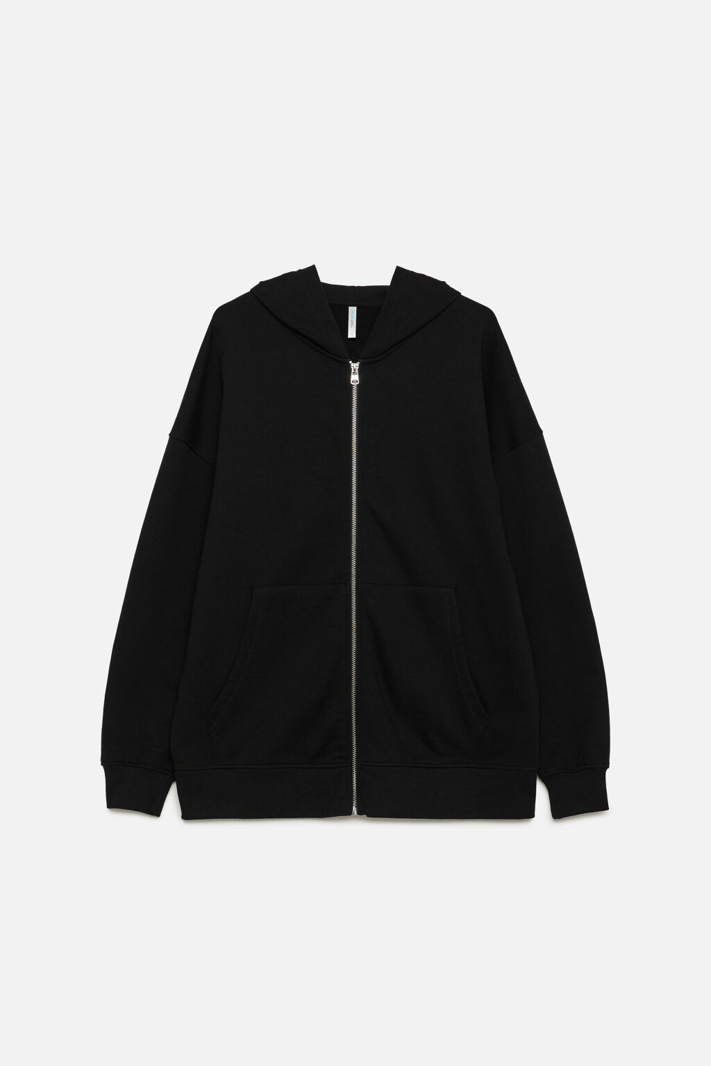 Худи oversize из футера на молнии с капюшоном - цвет черный - 8