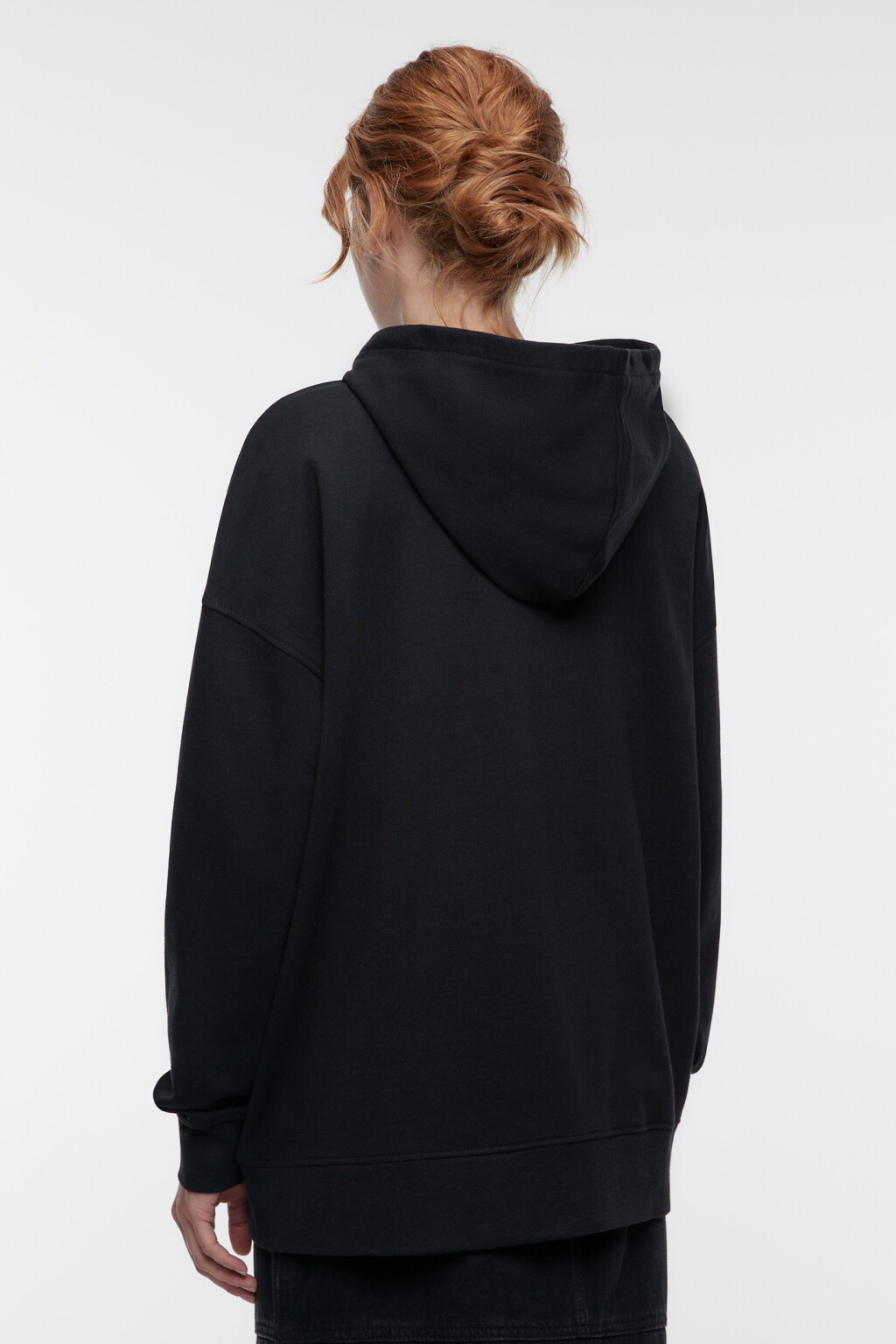 Худи oversize из футера на молнии с капюшоном - цвет черный - 3