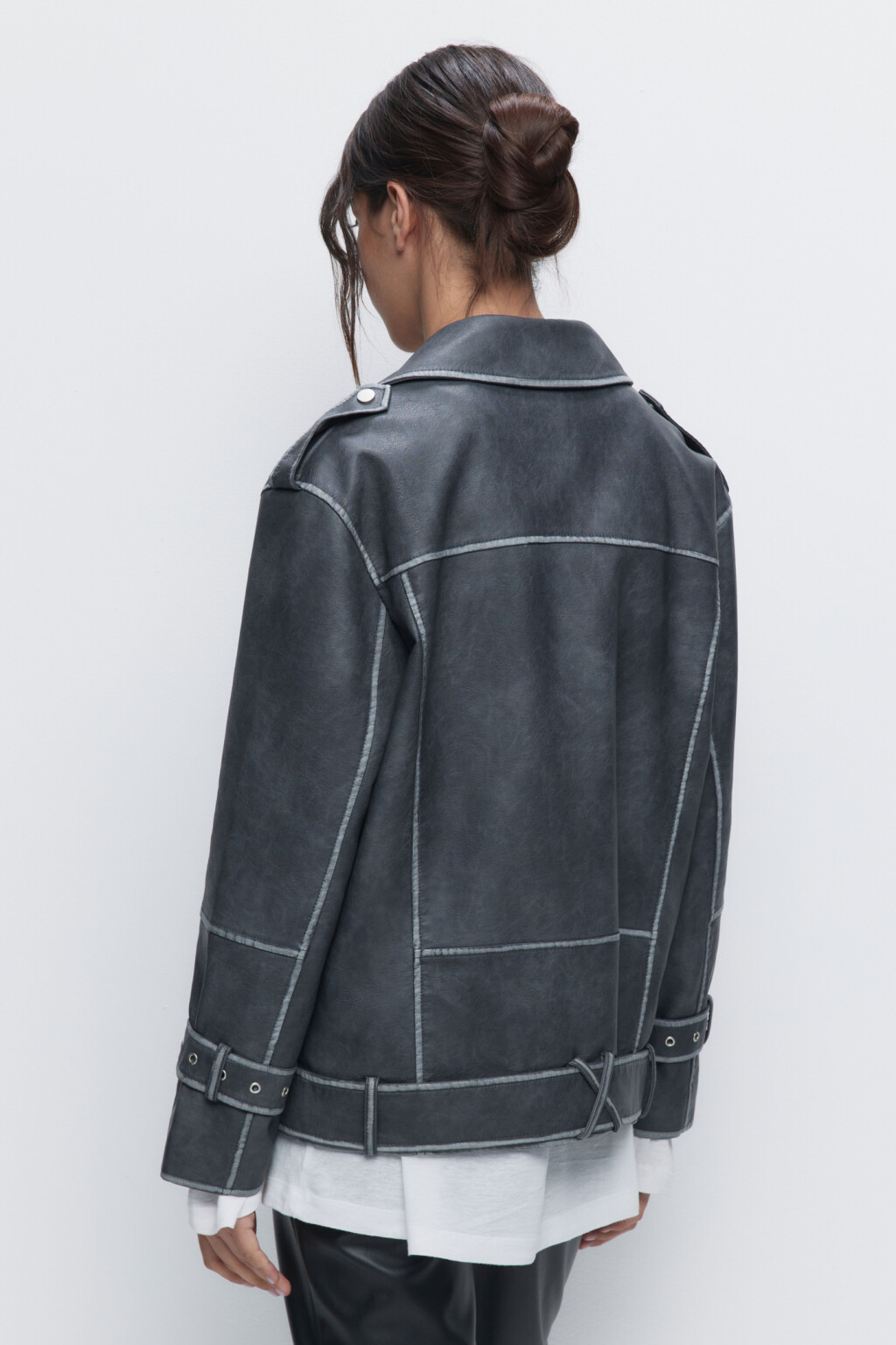 Куртка-косуха oversize с состаренным эффектом - цвет серый - 4