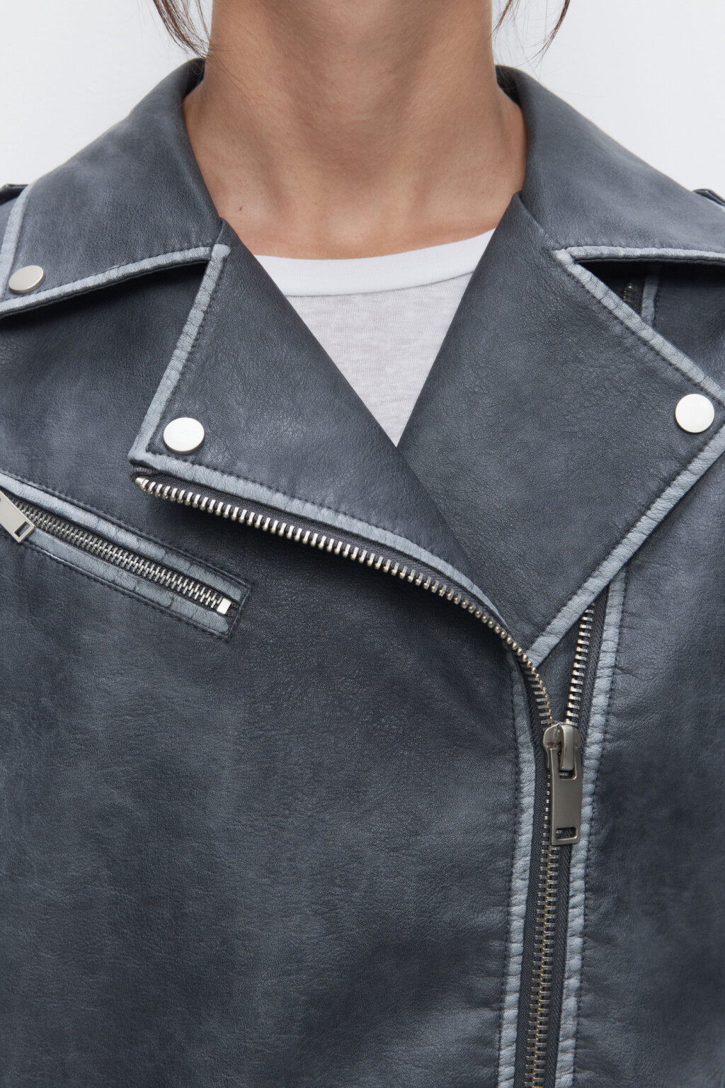 Куртка-косуха oversize с состаренным эффектом - цвет серый - 5