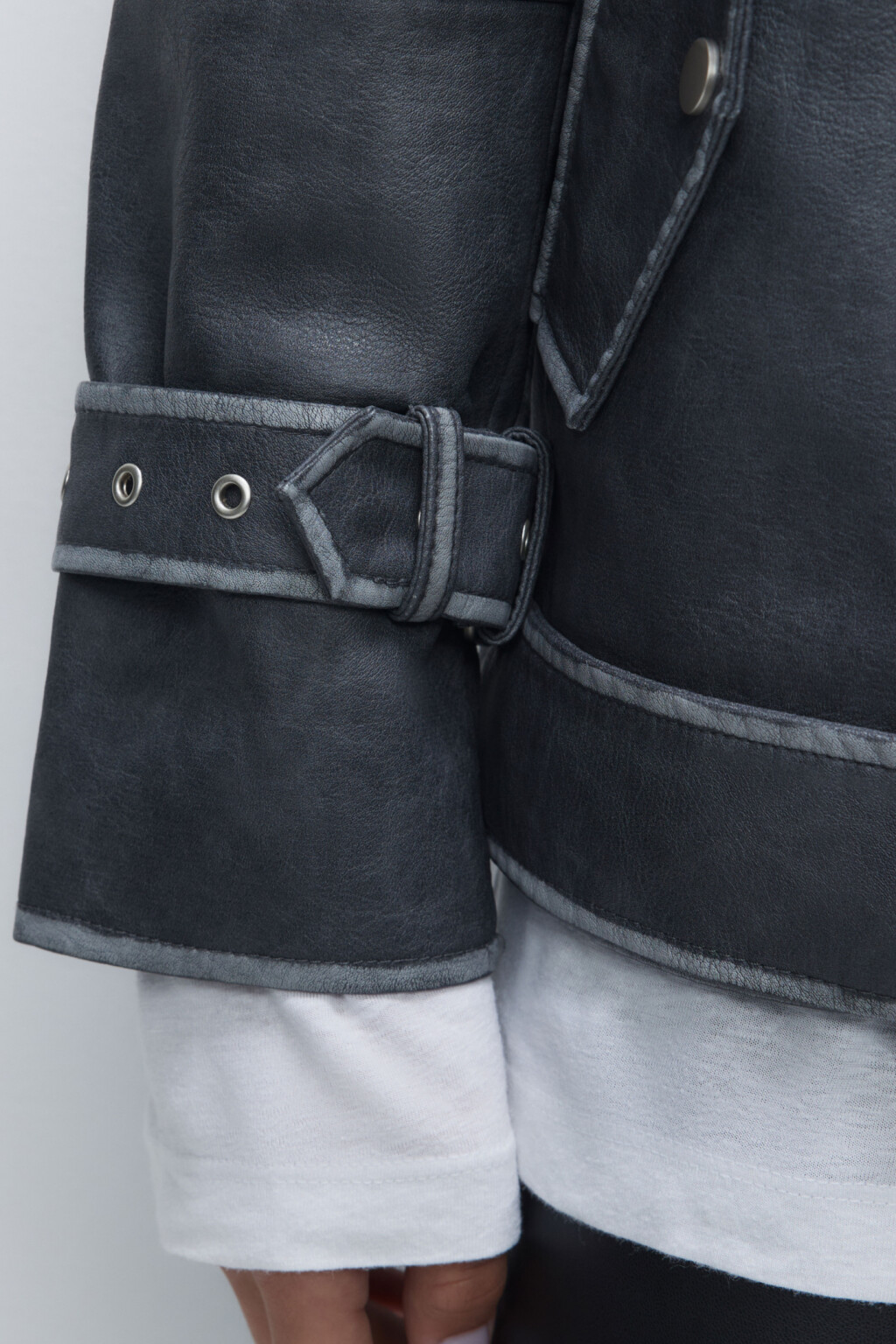 Куртка-косуха oversize с состаренным эффектом - цвет серый - 6