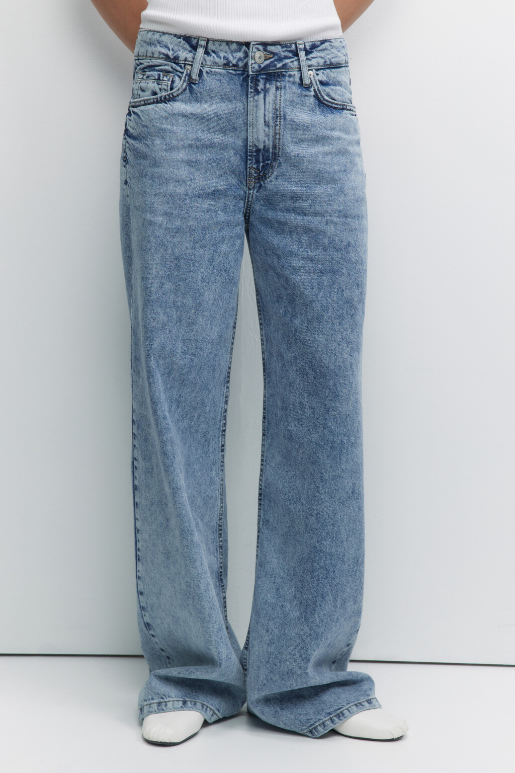 Джинсы wide широкие со средней посадкой - цвет голубой - 2