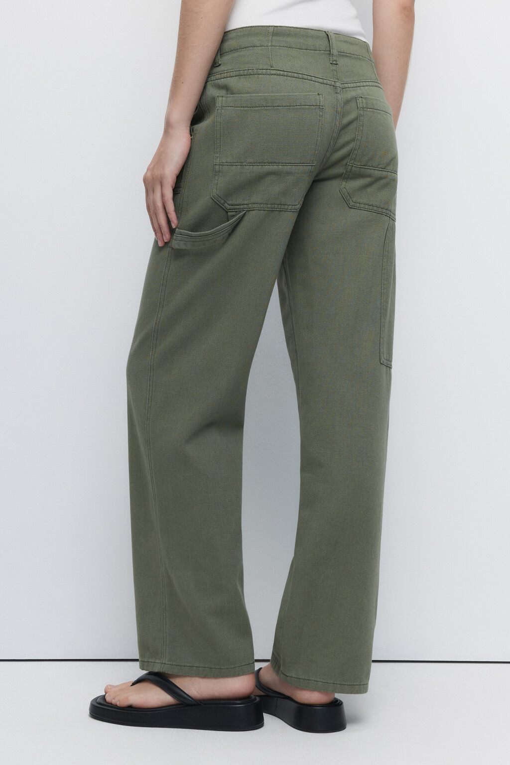 Джинсы carpenter широкие с накладными карманами - цвет зеленый - 3