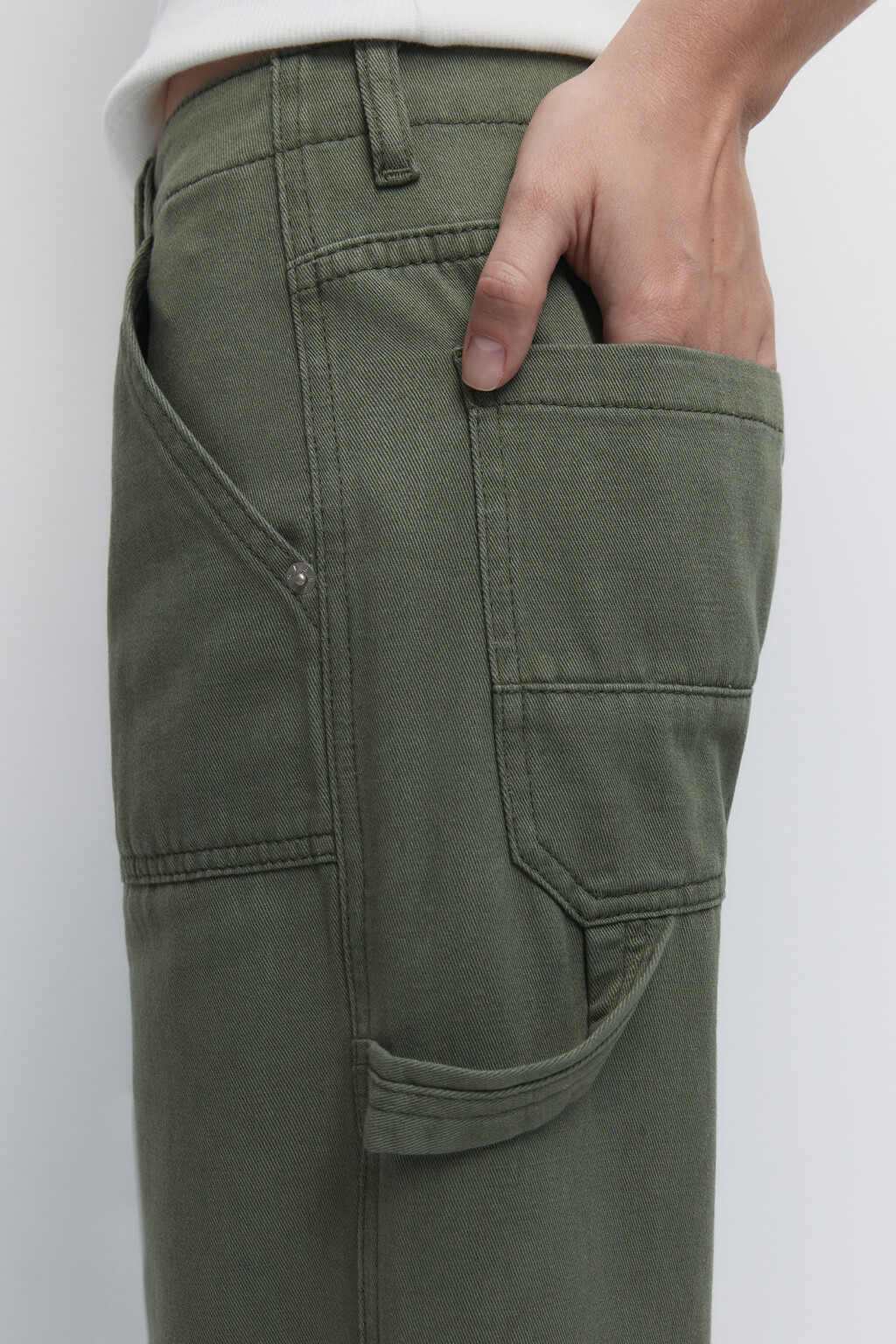 Джинсы carpenter широкие с накладными карманами - цвет зеленый - 7