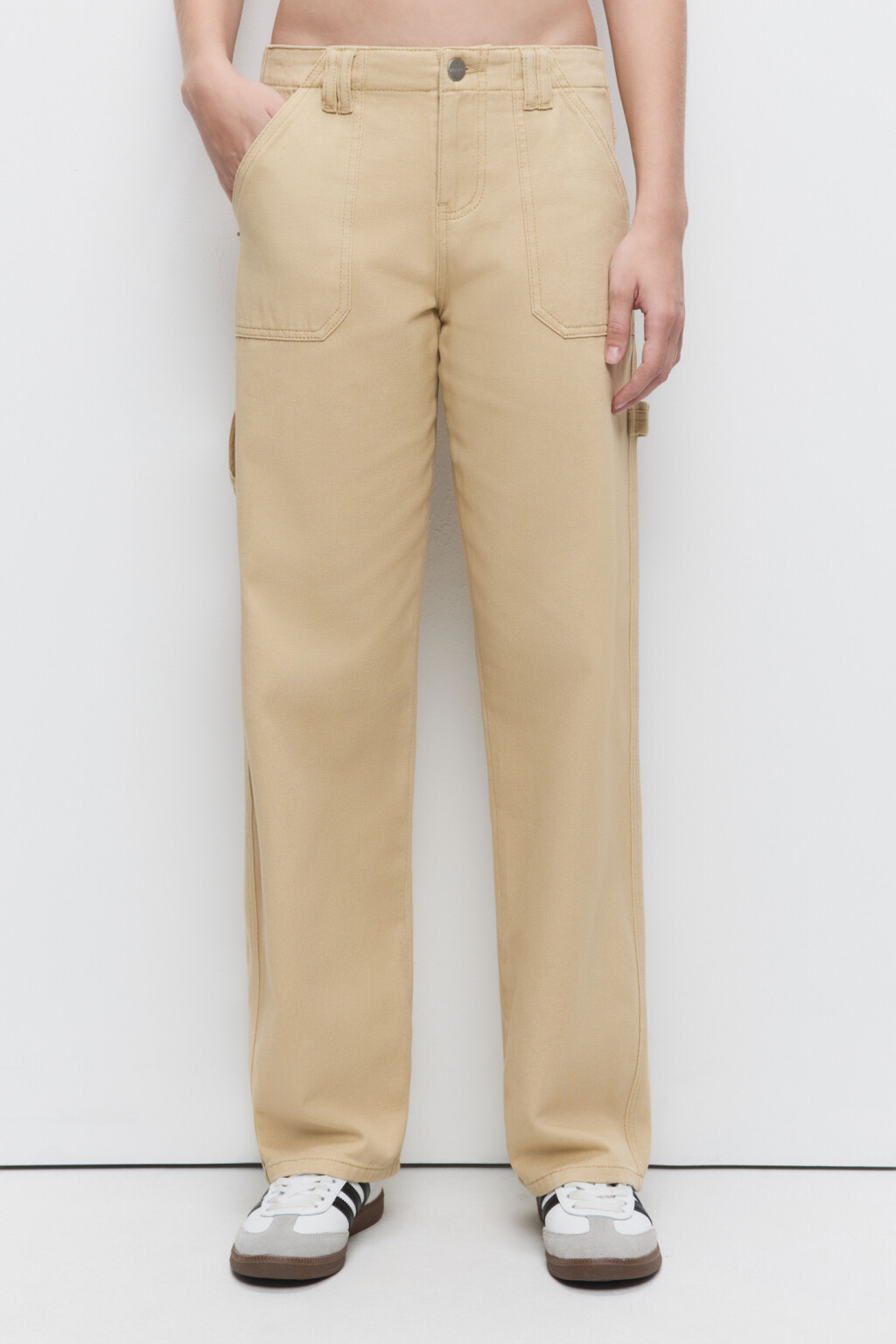 Джинсы carpenter широкие с накладными карманами - цвет бежевый - 1