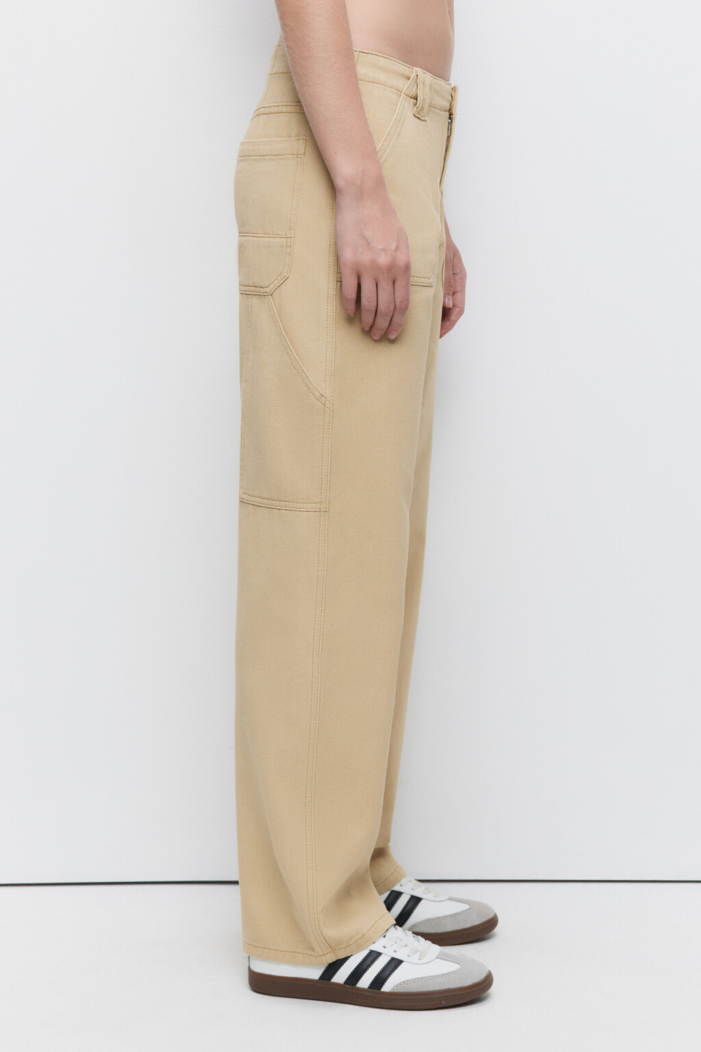Джинсы carpenter широкие с накладными карманами - цвет бежевый - 2