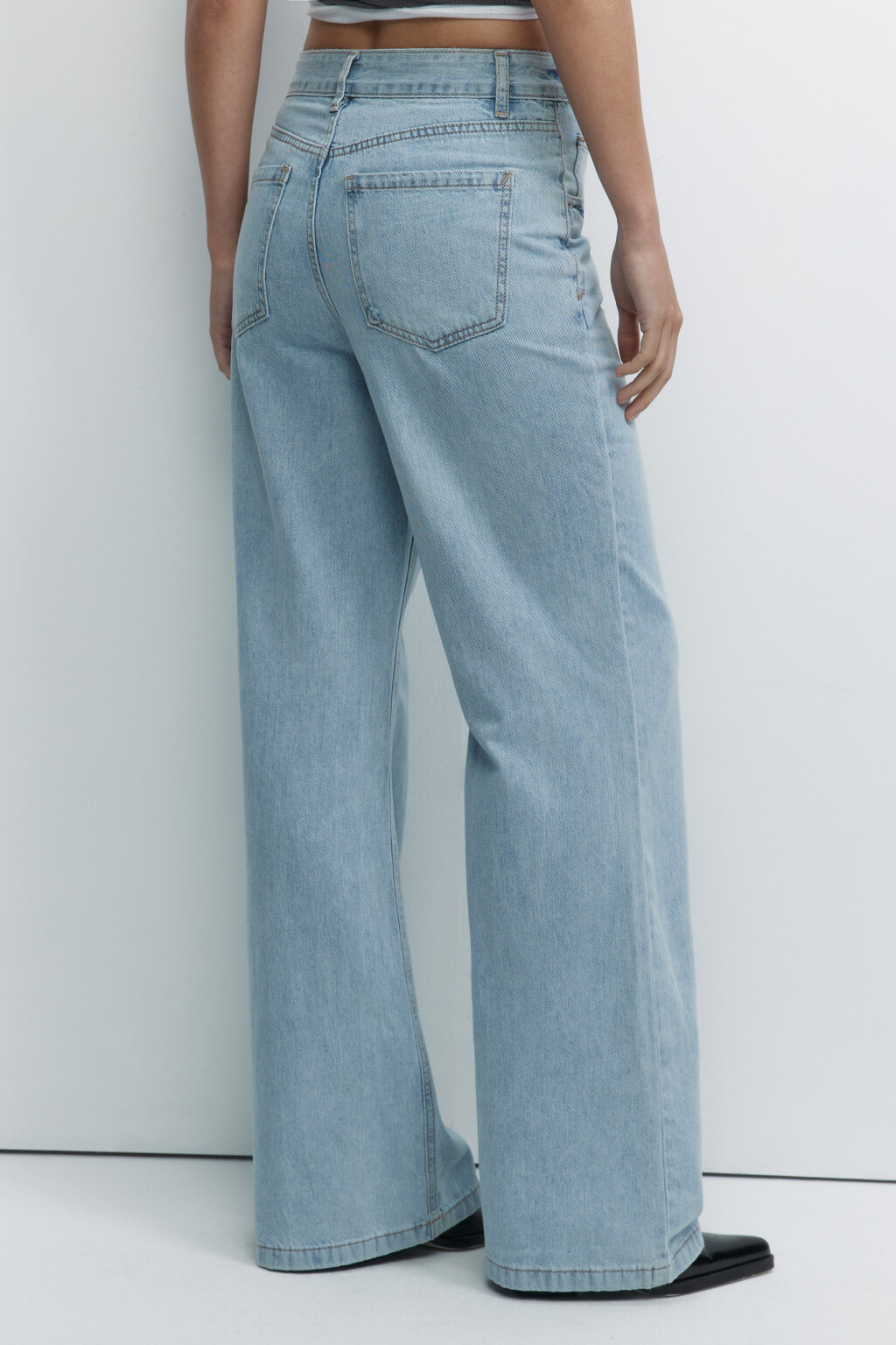Джинсы wide широкие с заниженной посадкой - цвет голубой - 3