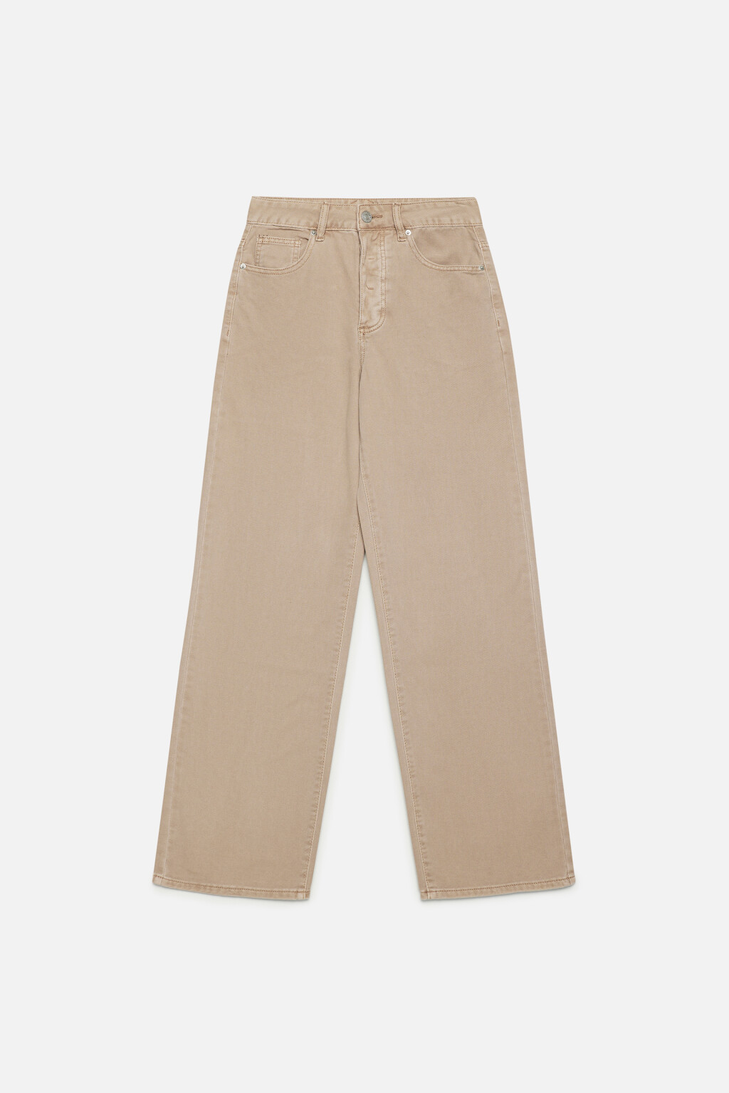 Джинсы широкие бежевые с высокой посадкой - цвет бежевый - 8