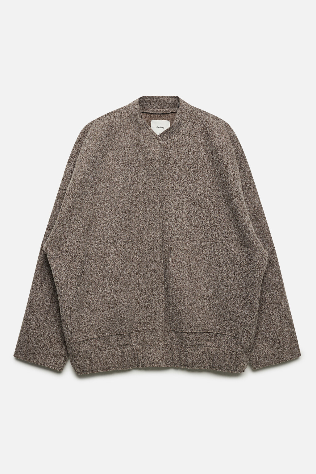 Куртка-бомбер oversize из драповой ткани - цвет серый - 8