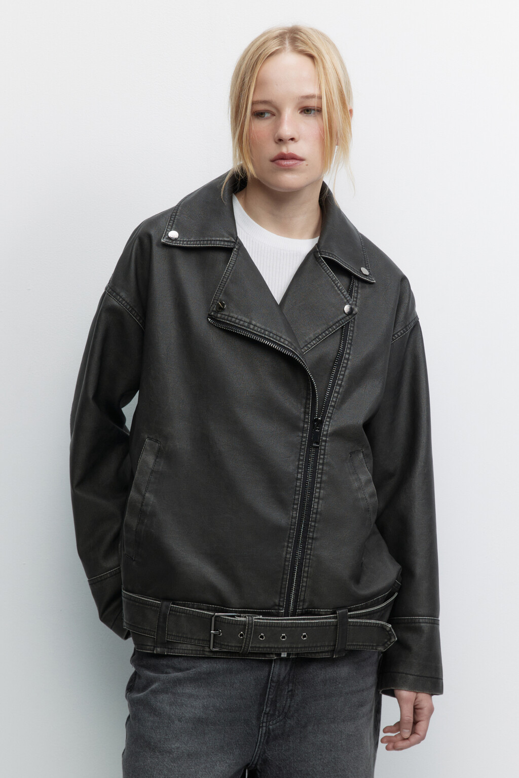 Куртка-косуха с состаренным эффектом - цвет мультиколор - 4