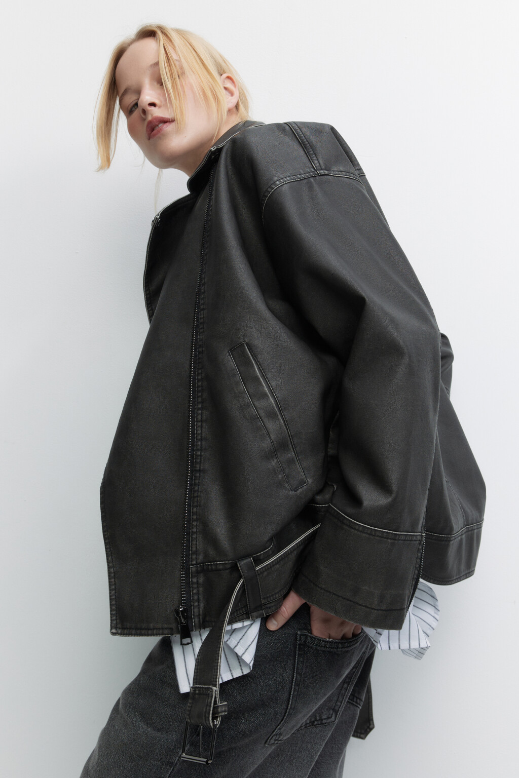 Куртка-косуха с состаренным эффектом - цвет мультиколор - 2