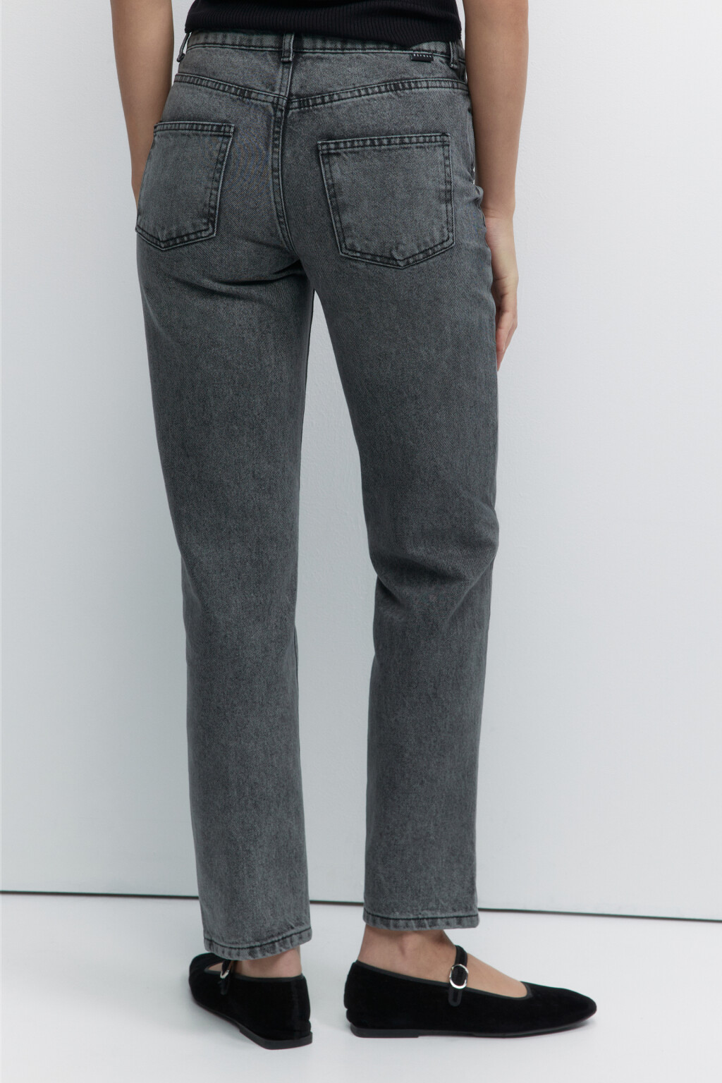 Джинсы straight прямые вареные со средней посадкой - цвет серый - 3