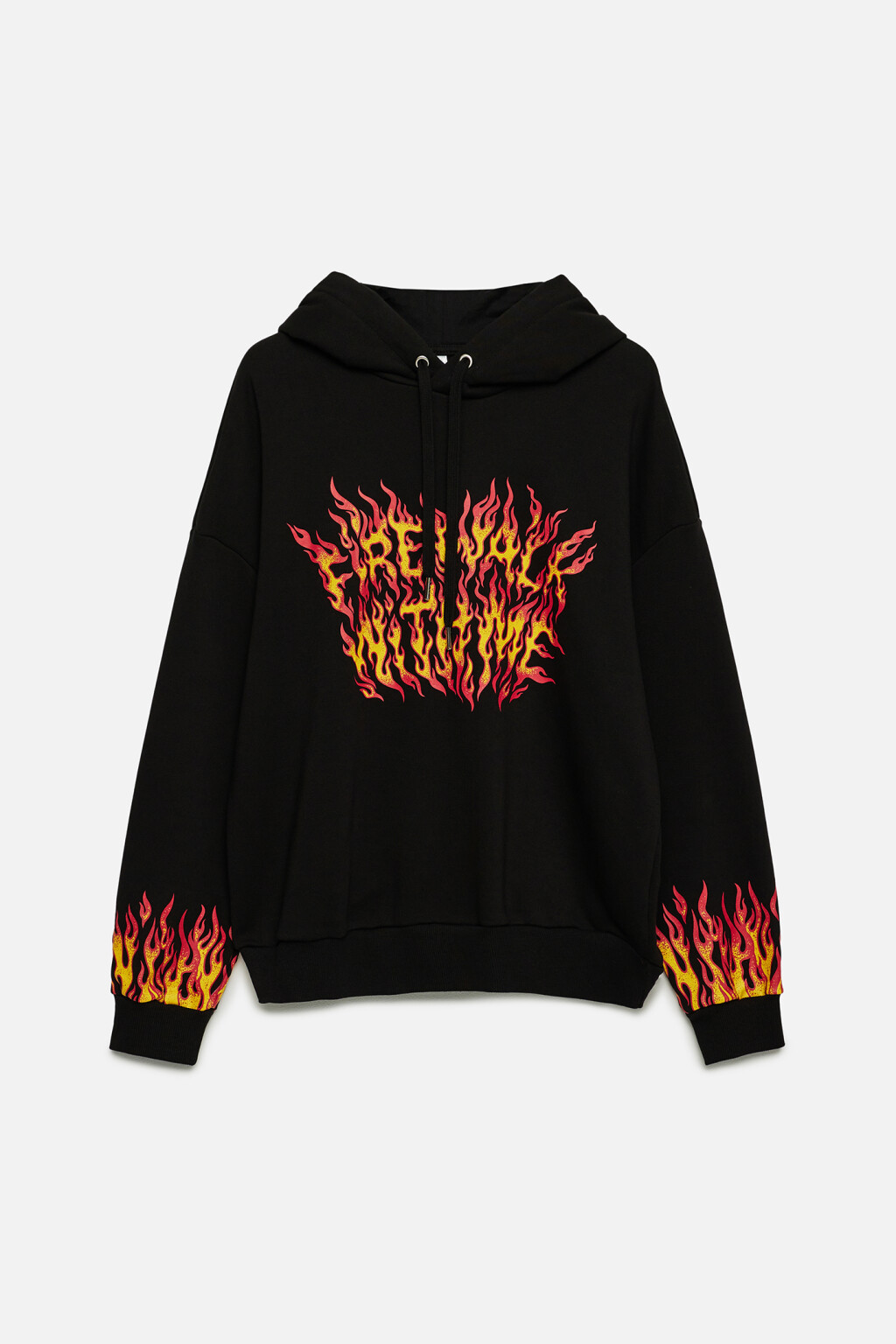 Худи oversize хлопковая с капюшоном и принтом - цвет черный - 8