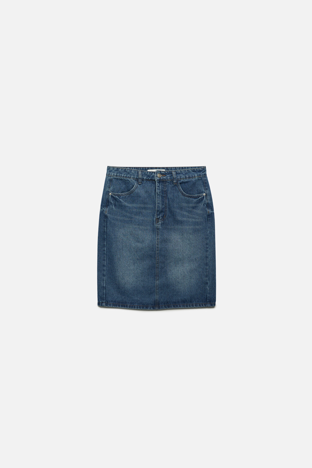 Юбка-карандаш до колена джинсовая с высокой посадкой - цвет голубой - 7