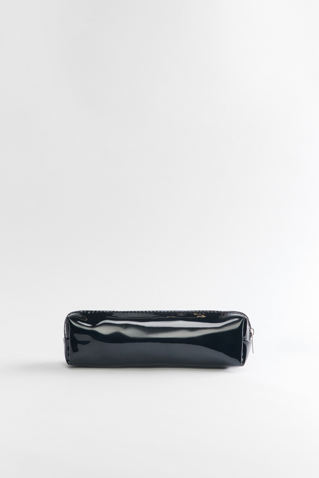 Пенал лакированный на молнии - цвет черный - 1