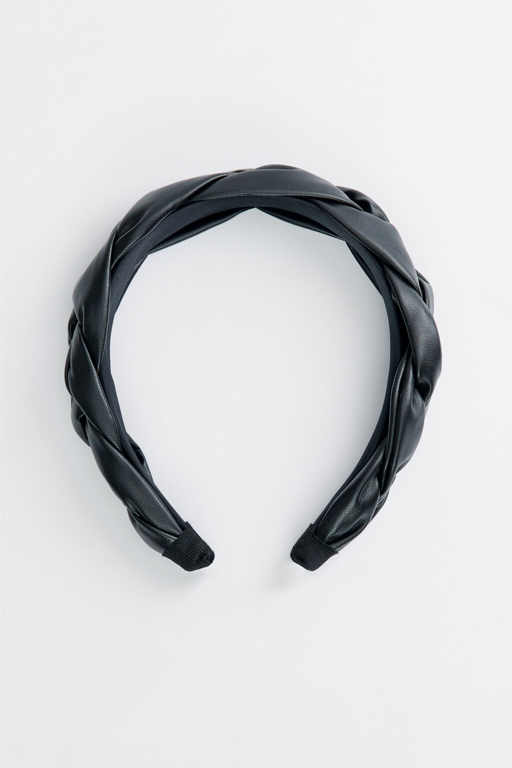 Ободок из плетеной искусственной кожи - цвет черный - 1