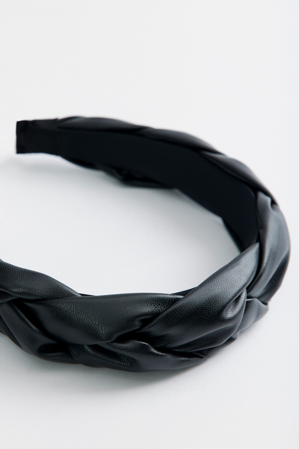 Ободок из плетеной искусственной кожи - цвет черный - 2