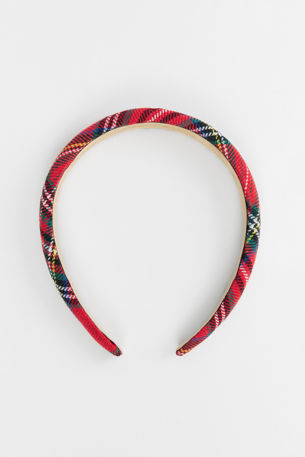 Ободок для волос текстильный в клетку - цвет красный - 1