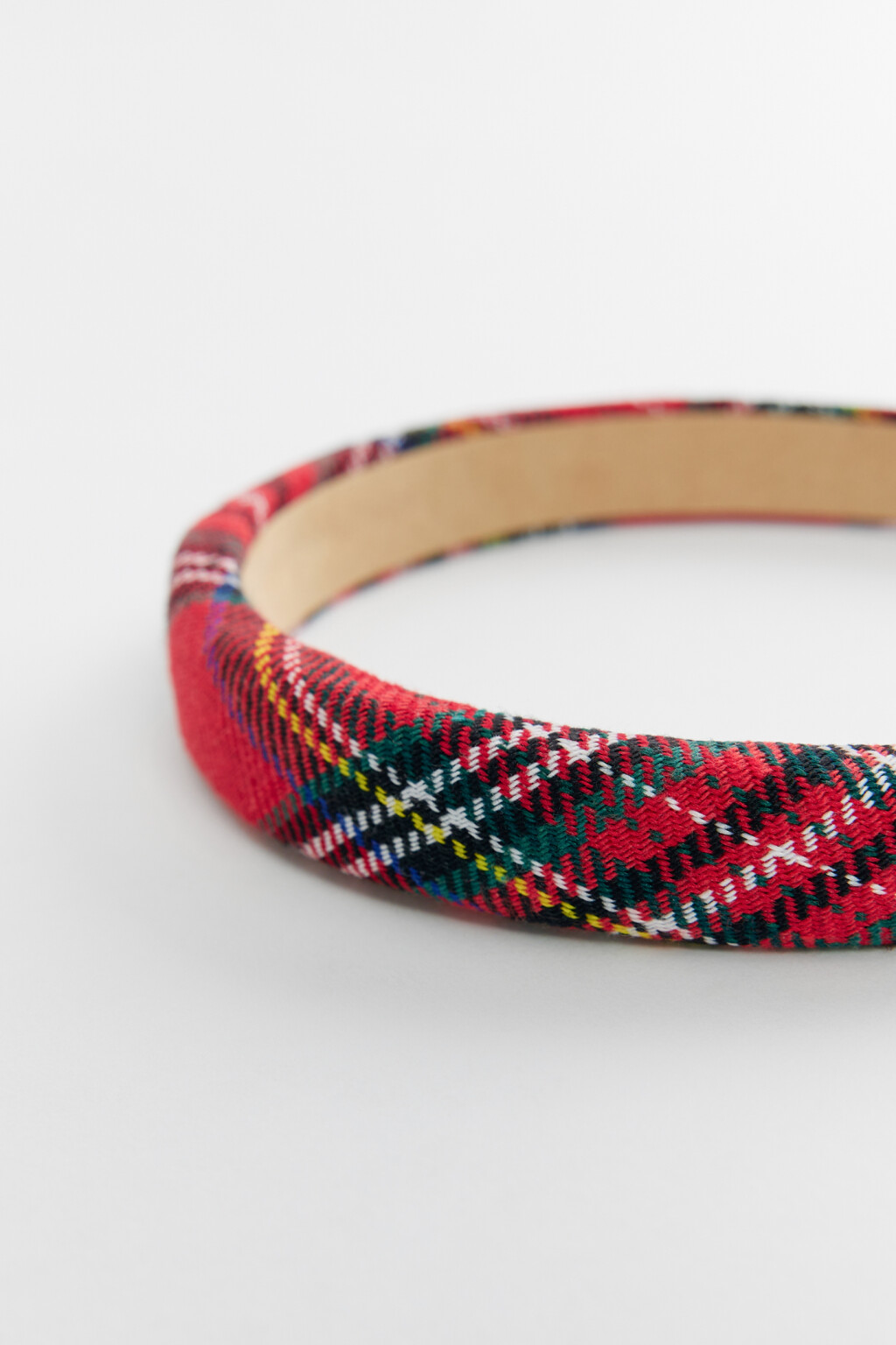 Ободок для волос текстильный в клетку - цвет красный - 2