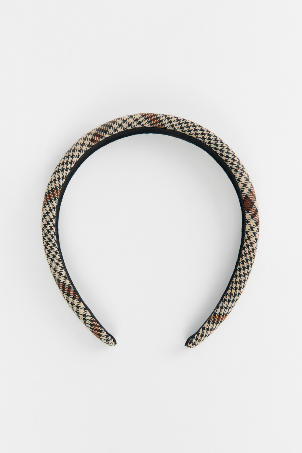 Ободок широкий текстильный в клетку - цвет бежевый - 1